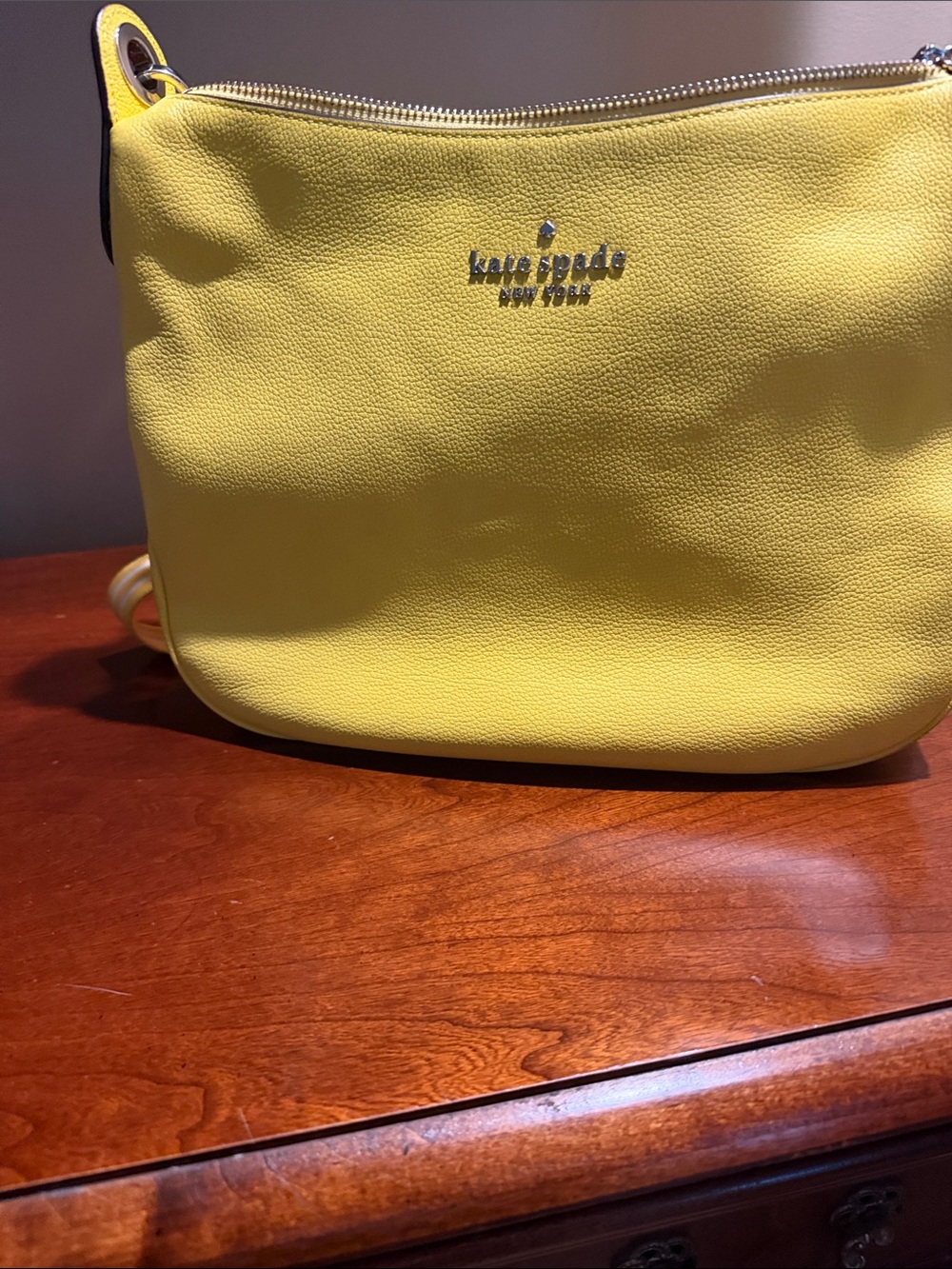 kate spade lemon yellow pebbled leather shoulder bag